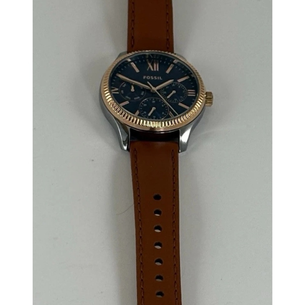 FOSSIL RYE MULTIFUNCTION Watch Blue Dial Leather Band Women's BQ3765 - Picture 16 of 16